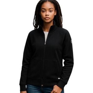 New Roots73 Pinehurst zip up black fleece Athleisure Casual jacket NWT Sz M